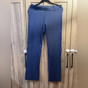 Betabrand Straight-Leg Blue Chevron Dress Pant Yoga Pants Size Medium